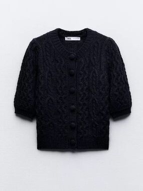 Zara Cable Knit Cardigan Sweater